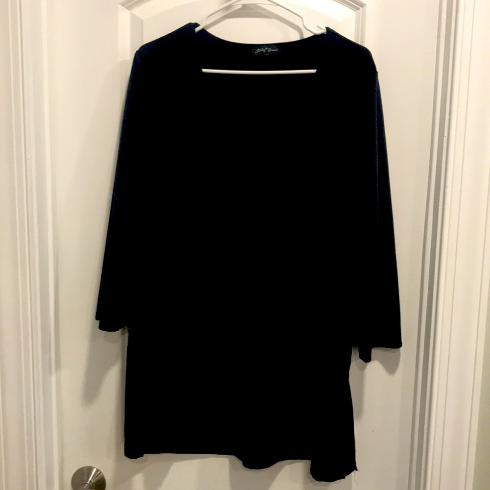 Slinky brand scooped neck velvet top 3/4 sleeves size XL